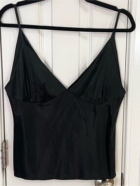 Express Black Satin V-Neck Slip Cami